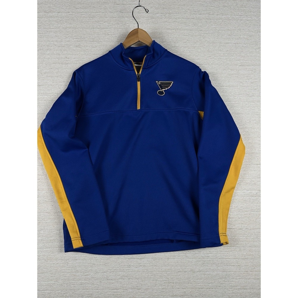 NHL St Louis Blues Quarter Zip Pullover Sz Men's Small Blue Yellow